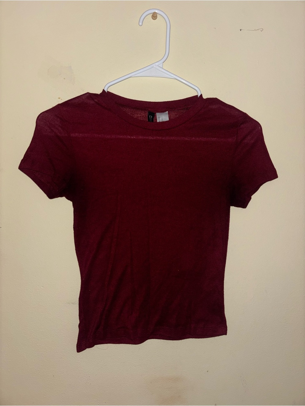 Two tops - Short Sleeve Crewneck Tee - Burgundy & Black Sleeveless Crop Top